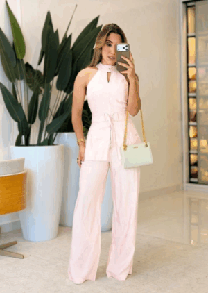 1011 - Macacão Linho | Gola Alta