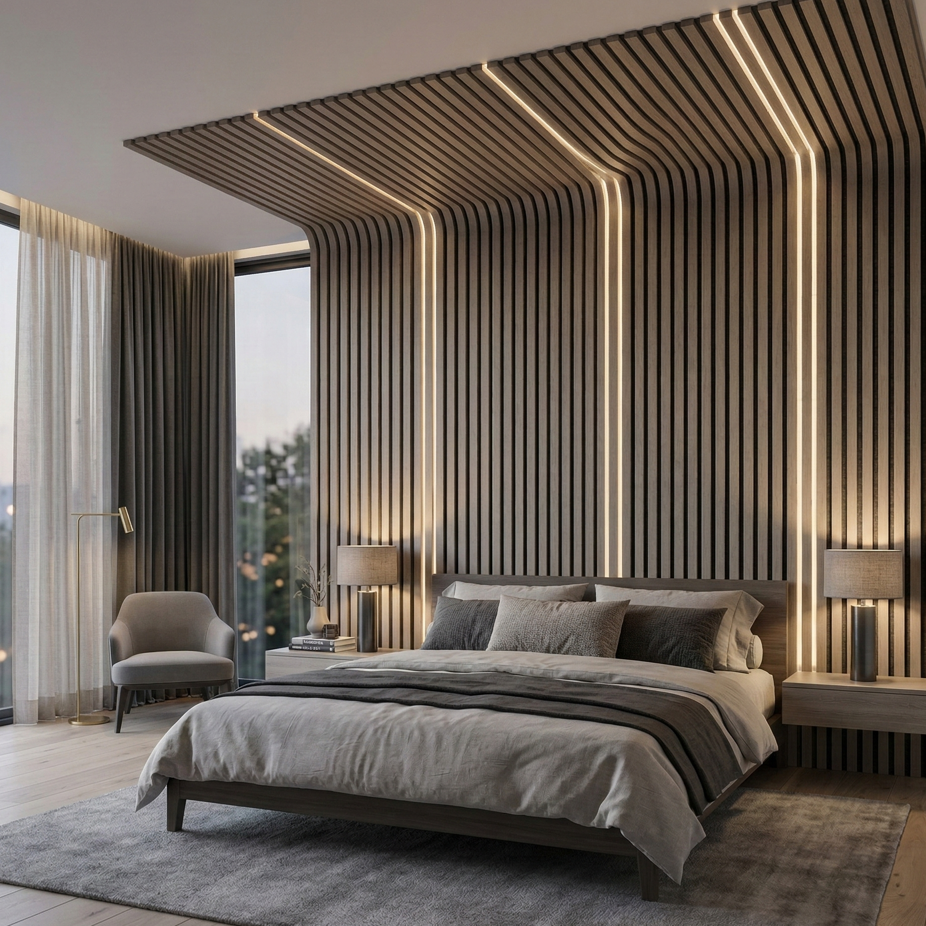 Hochwertige Akustik-Lamellenwandpaneele – 270 × 110 cm – Aeki - Imagem 3